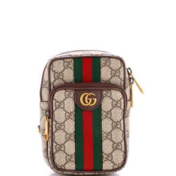 Gucci Ophidia Front Pocket Zip Crossbody Bag GG Coated Canvas Mini