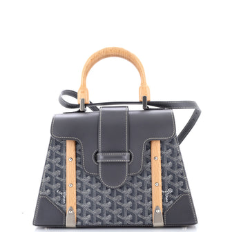 Goyard Saigon Top Handle Bag Coated Canvas with Leather PM