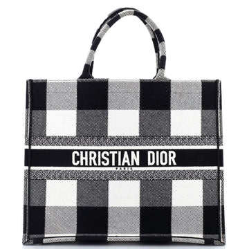 Christian Dior Book Tote Embroidered Canvas Large