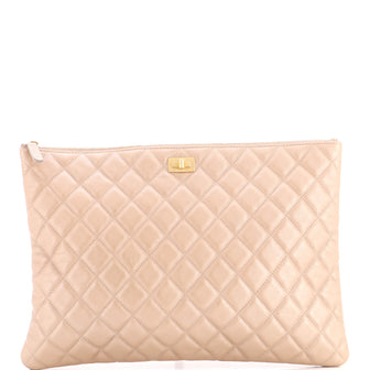 Chanel Reissue 2.55 O Case Clutch Quilted Grained Calfskin Large