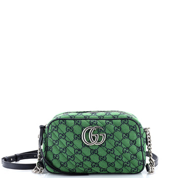 Gucci GG Marmont Shoulder Bag Diagonal Quilted GG Canvas with Leather Small