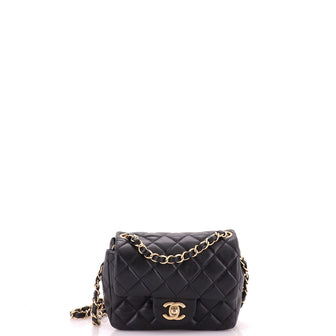 Chanel Square Classic Single Flap Bag Quilted Lambskin Mini