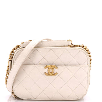 Chanel CC Top Handle Camera Bag Quilted Caviar Medium