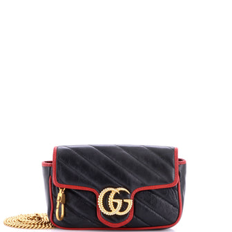 Gucci GG Marmont Flap Bag Diagonal Quilted Leather Super Mini