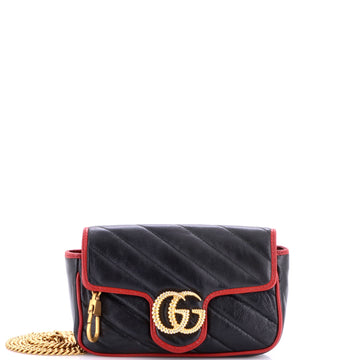 Gucci GG Marmont Flap Bag Diagonal Quilted Leather Super Mini