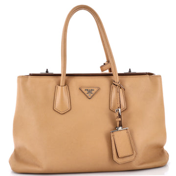 Prada Turnlock Cuir Twin Tote Saffiano Leather Medium