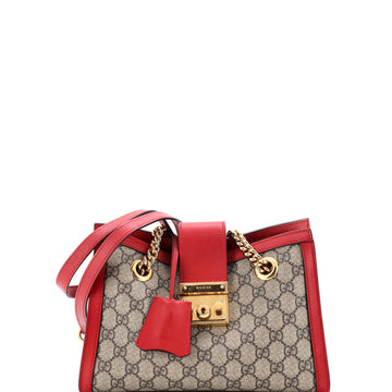 Gucci Padlock Chain Tote GG Coated Canvas with Leather Small