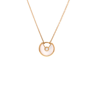 Cartier Amulette de Cartier Pendant Necklace 18K Yellow Gold with Mother of Pearl and Diamond XS