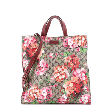 Gucci Convertible Soft Open Tote Blooms Print GG Coated Canvas Tall