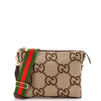 Gucci Zip Messenger Bag Jumbo GG Canvas