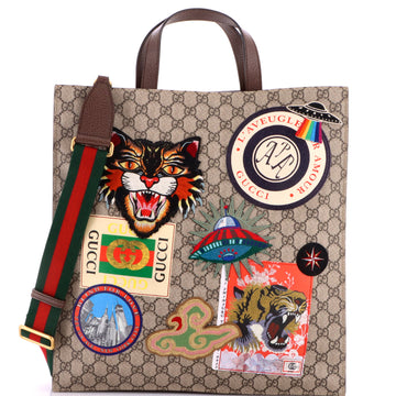 Gucci Courrier Convertible Soft Open Tote GG Coated Canvas with Applique North South