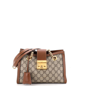 Gucci Padlock Chain Tote GG Coated Canvas with Leather Small