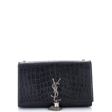 Saint Laurent Classic Monogram Tassel Crossbody Bag Crocodile Embossed Leather Medium