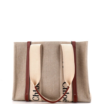 Chloe Woody Tote Canvas with Leather Medium