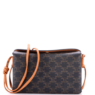 Celine Trio Flap Crossbody Bag Triomphe Coated Canvas