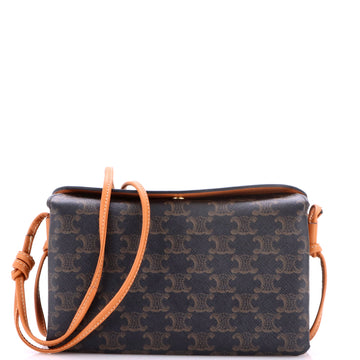 Celine Trio Flap Crossbody Bag Triomphe Coated Canvas