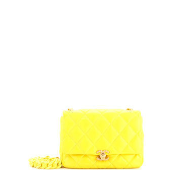 Chanel Lacquered Metal CC Flap Bag Quilted Lambskin Small