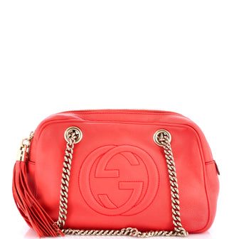 Gucci Soho Chain Zip Shoulder Bag Leather Small
