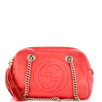 Gucci Soho Chain Zip Shoulder Bag Leather Small