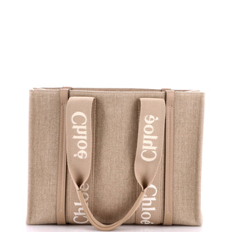Chloe Woody Tote Canvas with Leather Medium