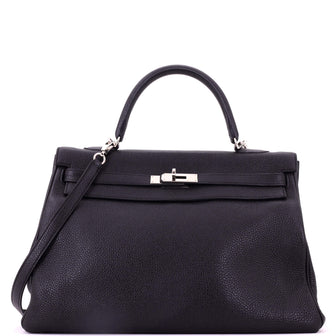 Hermes Kelly Handbag Noir Togo with Palladium Hardware 35