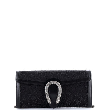 Gucci Dionysus Chain Clutch Crystal Embellished GG Satin Long