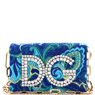 Dolce & Gabbana DG Girls Flap Bag Metallic Fabric Small