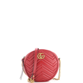 Gucci GG Marmont Round Shoulder Bag Matelasse Leather Mini