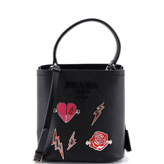 Prada Panier Bucket Bag Embellished Saffiano Leather Small
