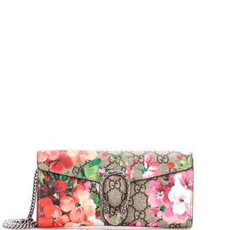 Gucci Dionysus Chain Wallet Blooms Print GG Coated Canvas Long