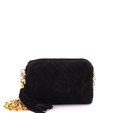 Chanel Vintage Diamond CC Camera Bag Quilted Suede Small