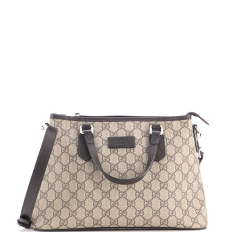 Gucci Convertible Zip Tote GG Coated Canvas with Leather Medium