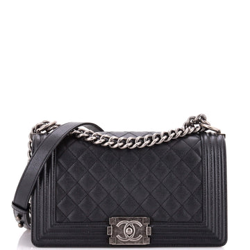 Chanel Boy Flap Bag Quilted Caviar Old Medium