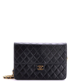 Chanel Vintage Clutch with Chain Quilted Leather Medium