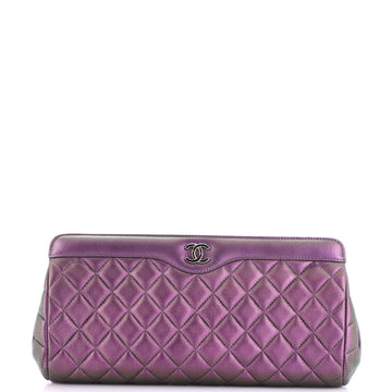 Chanel CC Frame Clutch Quilted Iridescent Calfskin