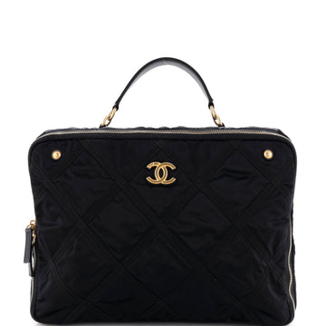 Chanel Lifestyle Travel Handbag Quilted Nylon with Grosgrain Medium