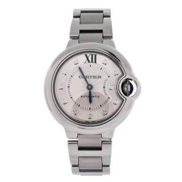 Cartier Ballon Bleu de Cartier Automatic Watch Stainless Steel with Diamond Markers 33