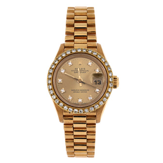 Rolex Oyster Perpetual President Datejust Automatic Watch Yellow Gold with Diamond Bezel and Markers 26