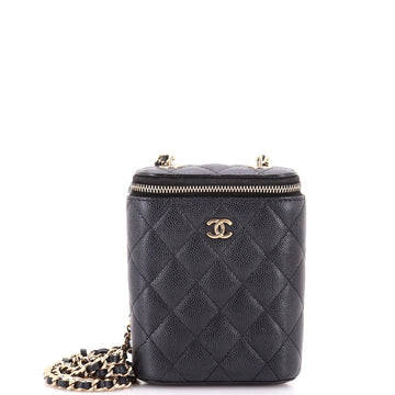 Chanel Vertical Classic Vanity Case with Chain Quilted Caviar Small