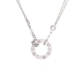 Cartier 2 Diamonds Love Pendant Necklace 18K White Gold with Diamonds
