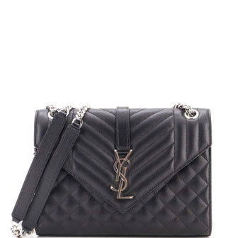 Saint Laurent Classic Monogram Envelope Satchel Mixed Matelasse Leather Medium