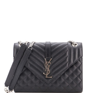 Saint Laurent Classic Monogram Envelope Satchel Mixed Matelasse Leather Medium