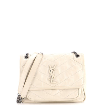 Saint Laurent Niki Chain Flap Bag Matelasse Chevron Leather Baby