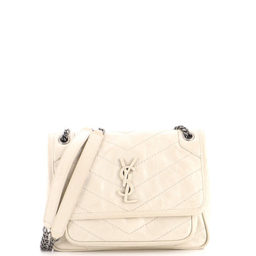 Saint Laurent Niki Chain Flap Bag Matelasse Chevron Leather Baby