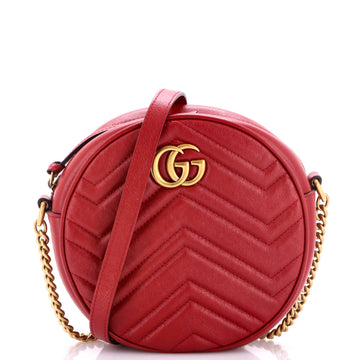 Gucci GG Marmont Round Shoulder Bag Matelasse Leather Mini
