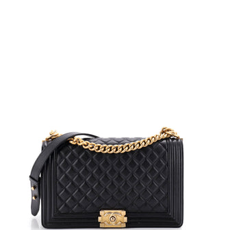 Chanel Boy Flap Bag Quilted Goatskin New Medium
