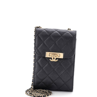 Chanel Golden Class Phone Holder Crossbody Bag Quilted Caviar
