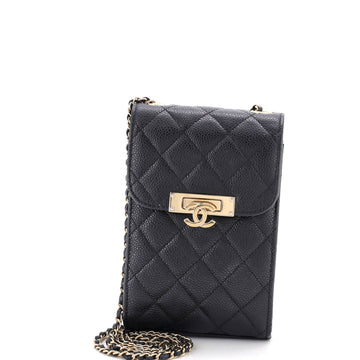 Chanel Golden Class Phone Holder Crossbody Bag Quilted Caviar