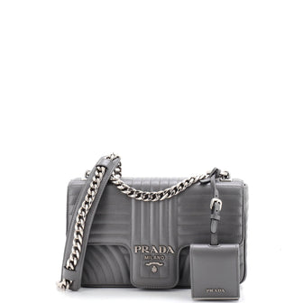 Prada Chain Flap Shoulder Bag Diagramme Quilted Leather Medium