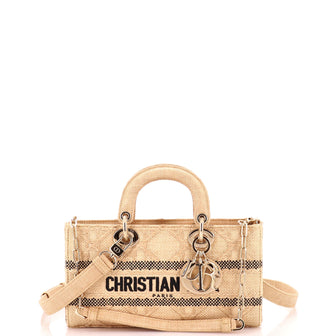 Christian Dior Lady D-Joy Bag Cannage Embroidered Raffia Medium